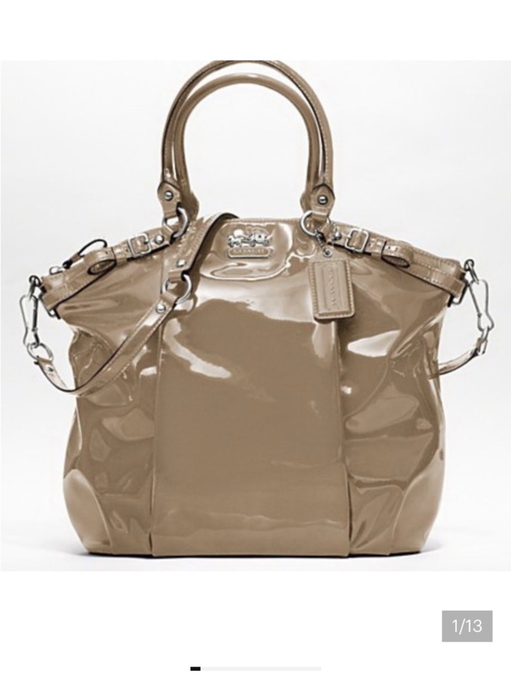Coach vtg madison patent leather Lindsey satchel in color cashmere champagne